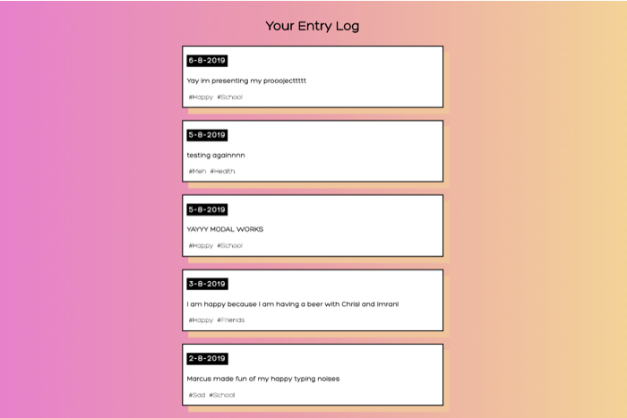 view all entries screen